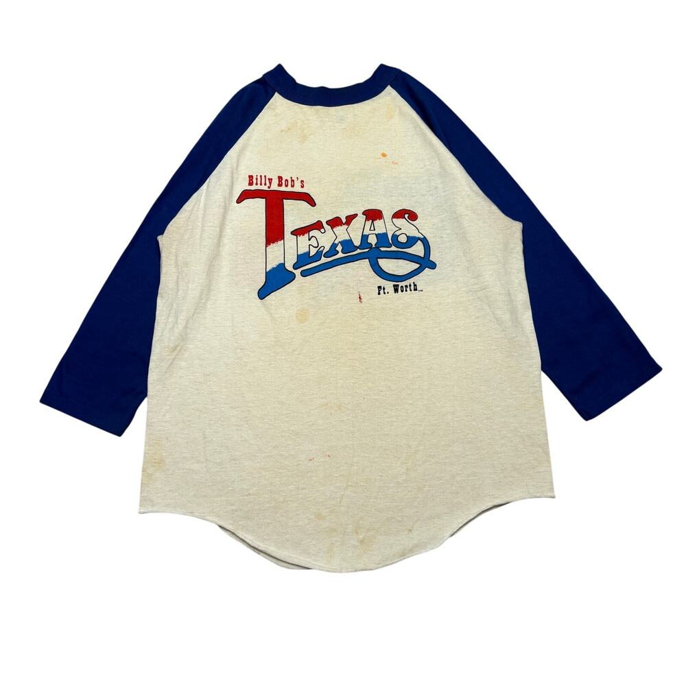 VTG 80s Billy Bob Texas Fort Worth Raglan Baseball Shirt Men’s Large Honky Tonk